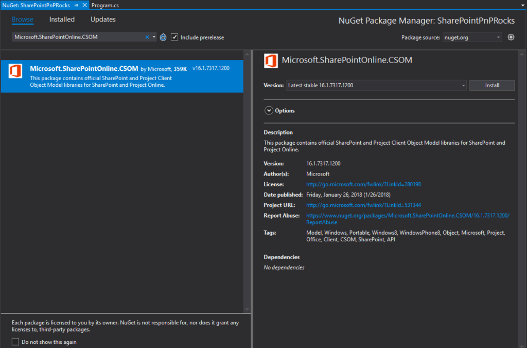 New SharePoint CSOM version released for SharePoint Online – January 2018