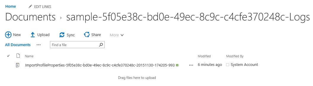 User profile bulk API execution result log