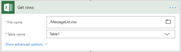 screenshot of get rows