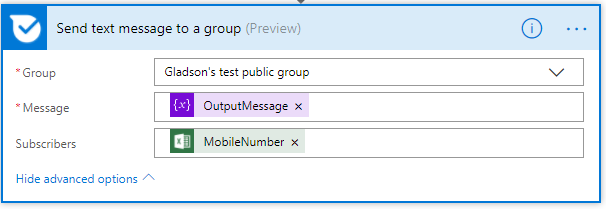 send text message to a group dialog box