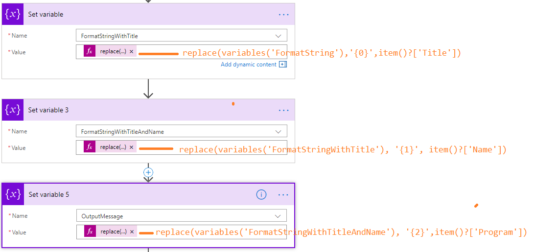 updating variables dialog box