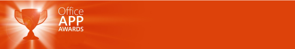 Office App award banner with first place cup