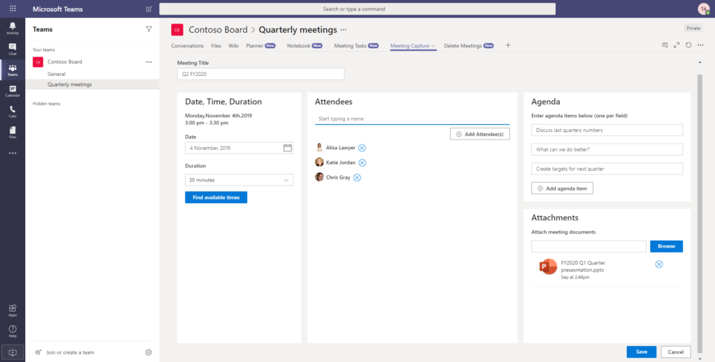 The Microsoft Graph Toolkit features controls like a people picker, file integration, and person display cards – here hosted in a custom Microsoft Teams tab.