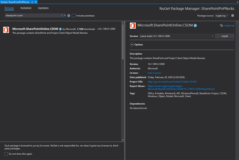 Feb 2020 NuGet gallery