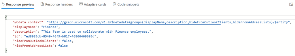 “Using GET query to view changes made to hideFromOutlookClients and hideFromAddressLists properties”>