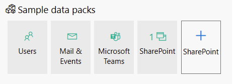 Image of sample data packs in the Microsoft 365 Developer Program