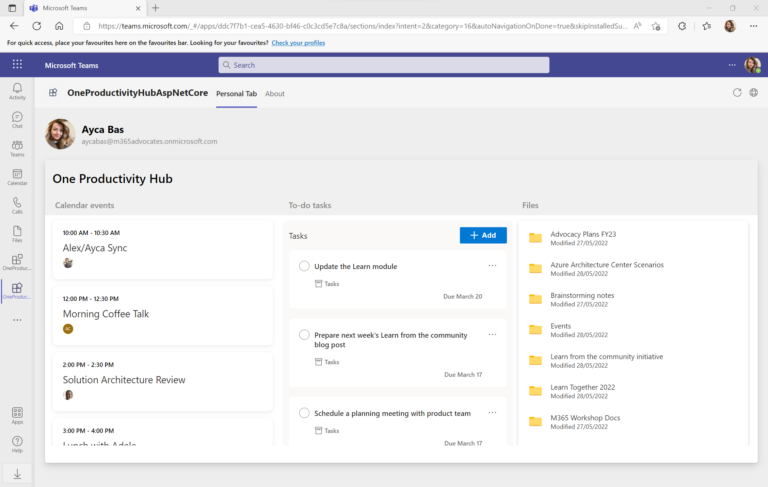 Build a productivity dashboard with Microsoft Teams Toolkit for Visual ...