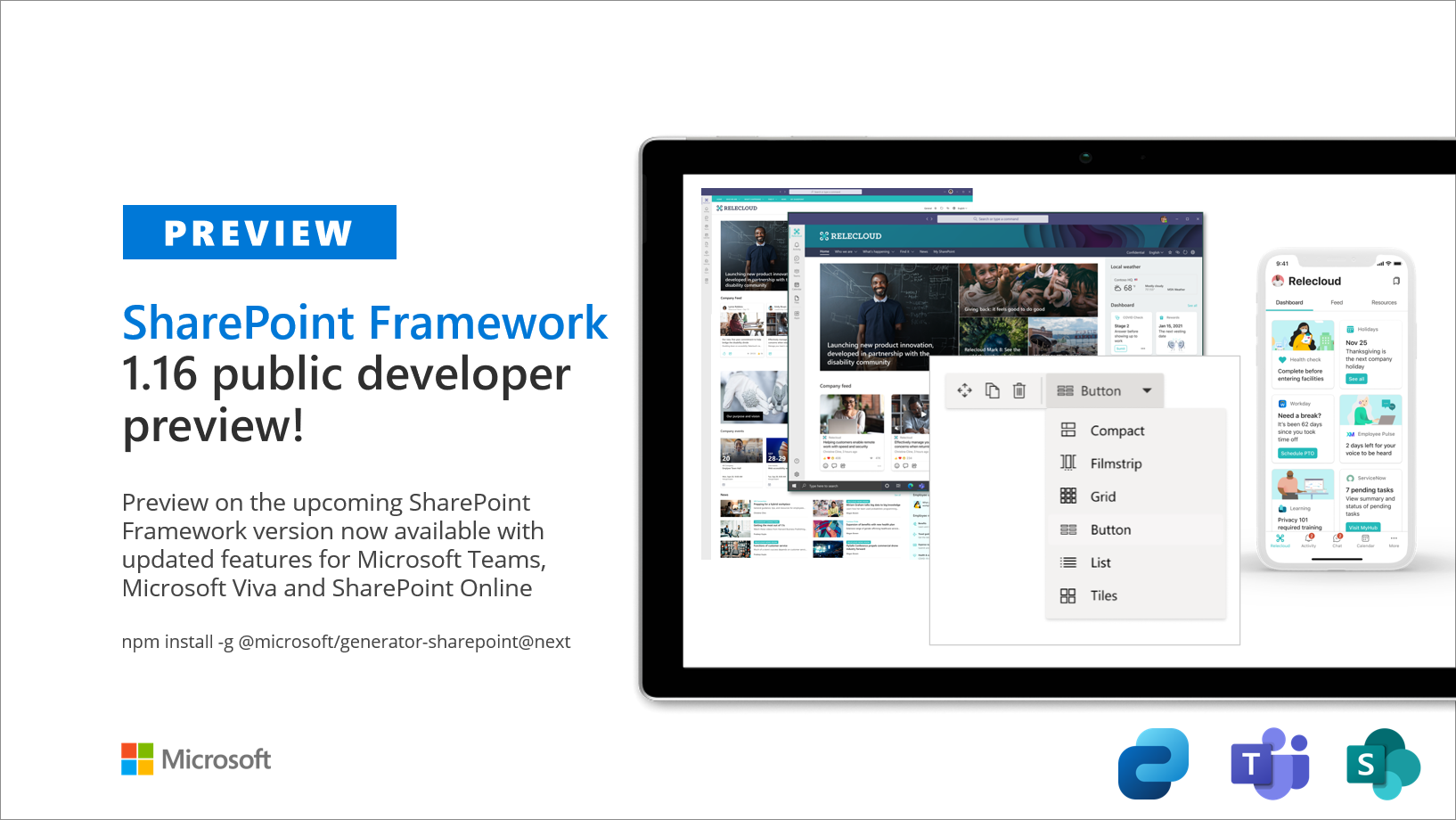 Public preview of SharePoint Framework 1.16 – First release of upcoming features