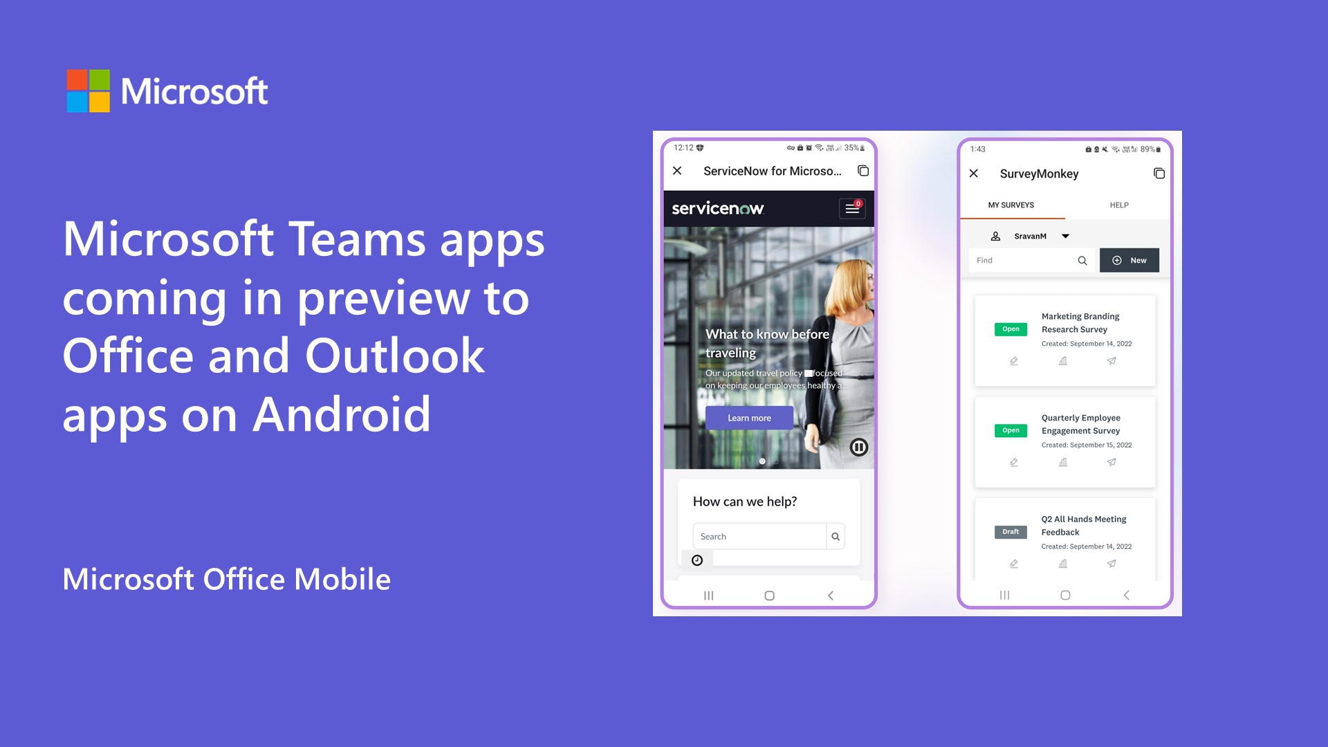 Microsoft Teams apps coming in preview to Office and Outlook apps on Android