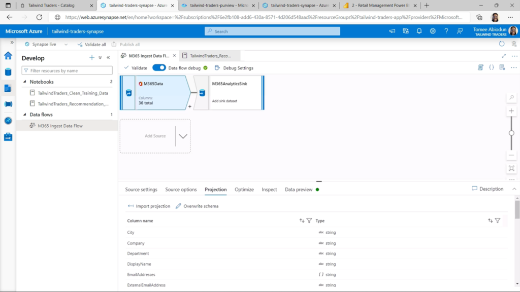 Image of mapping data flows in Microsoft Azure