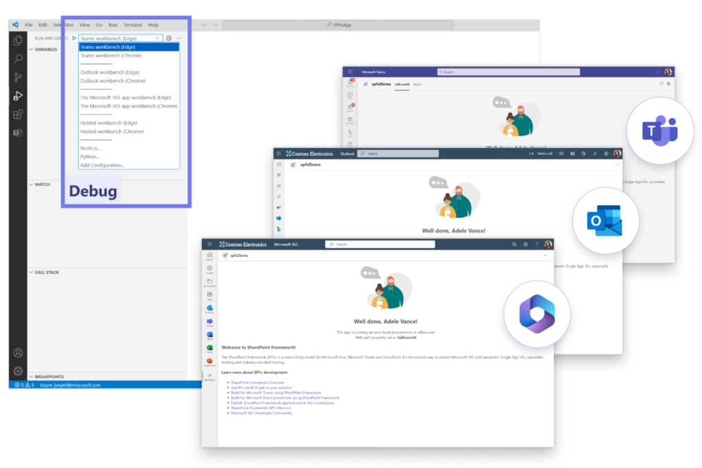 Teams Toolkit updates to further enhance the developer experiences across Teams, Outlook, and the Microsoft 365 app with an “out-of-box” scaffold.