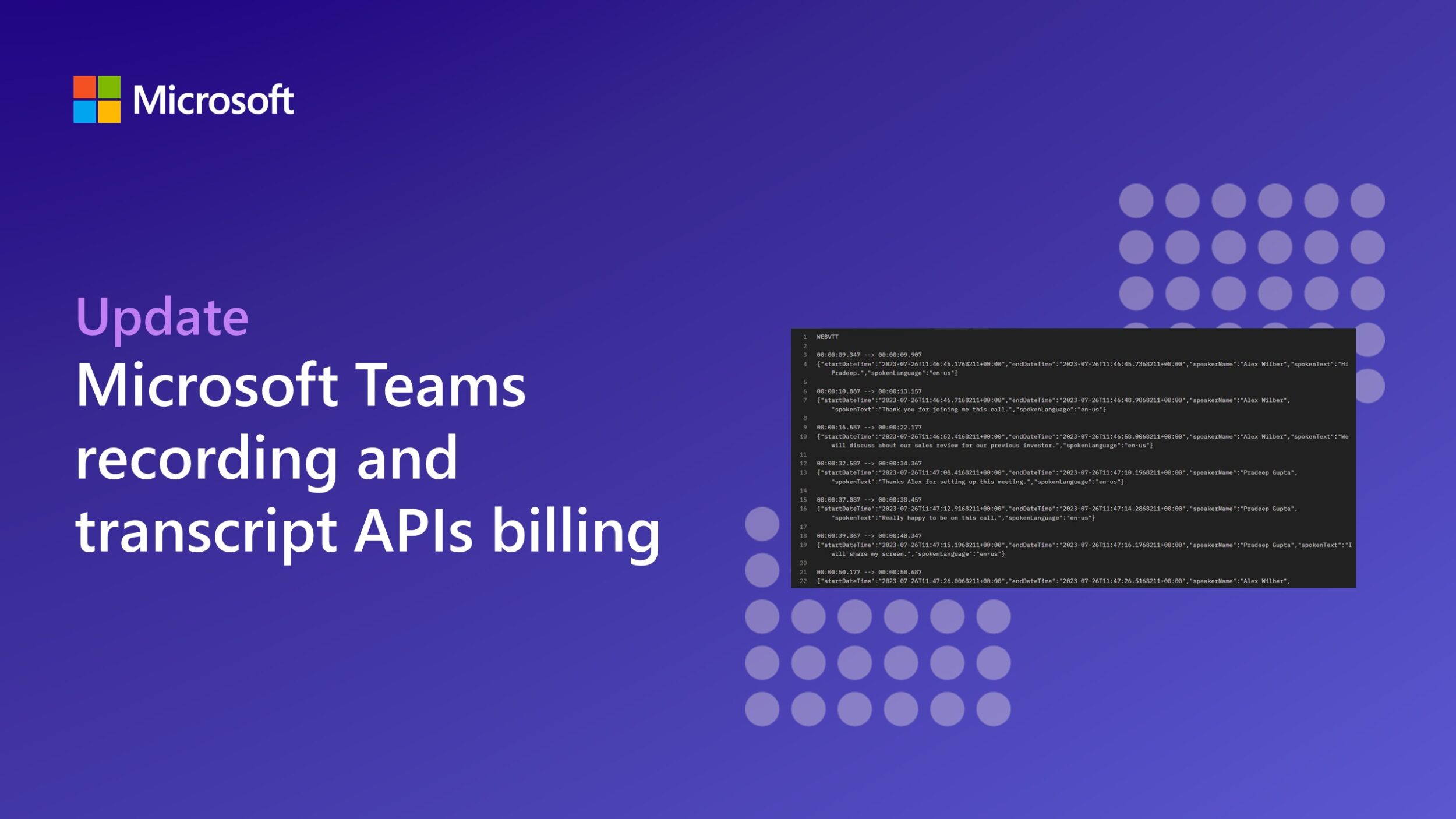 Microsoft Teams recording and transcript APIs billing update