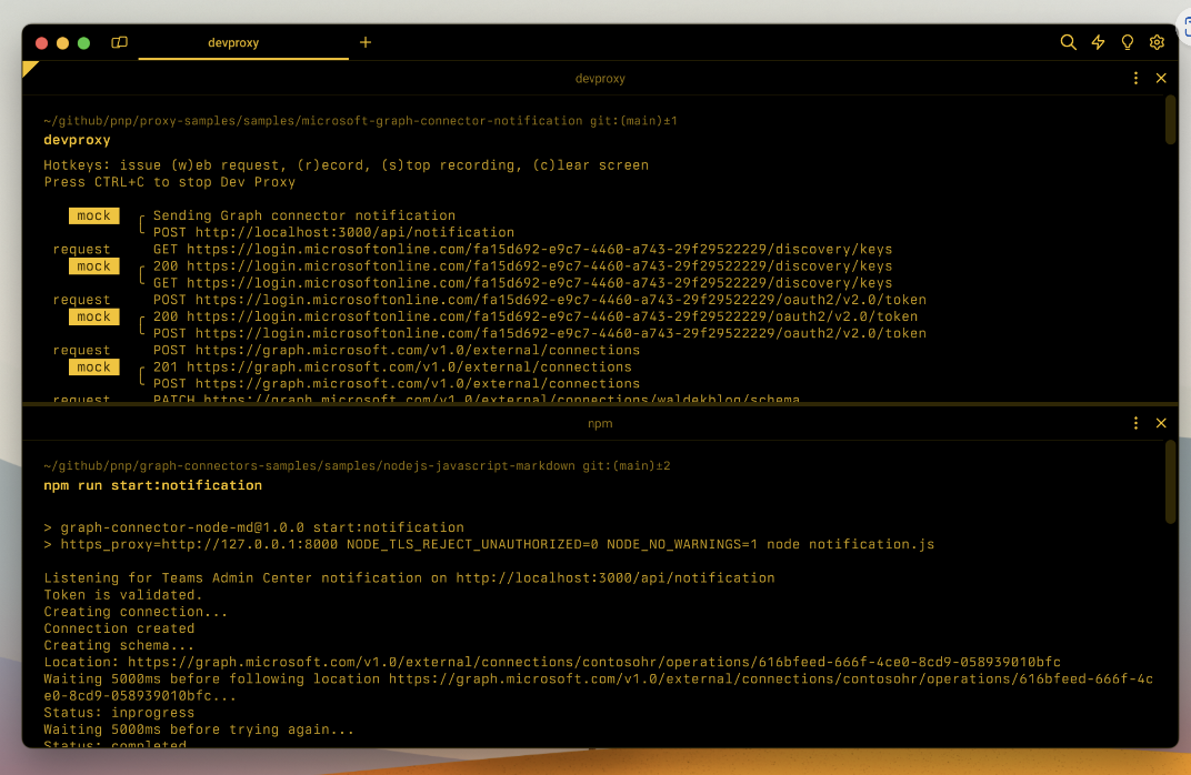 Screenshot of terminal running Dev Proxy