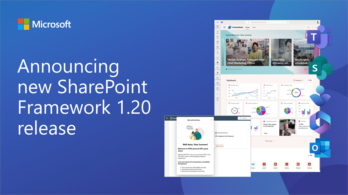 发布 SharePoint Framework 1.20：增强 Microsoft 365 企业扩展功能