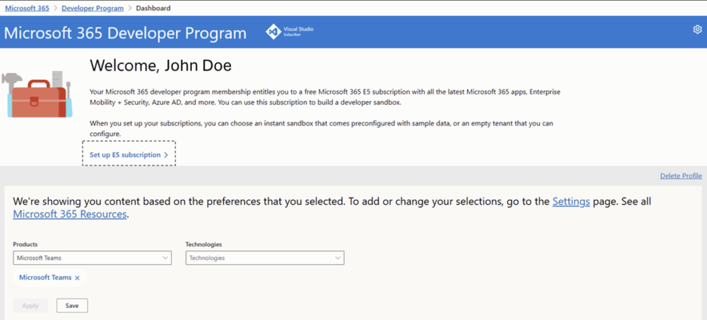 Signing up to the dev program