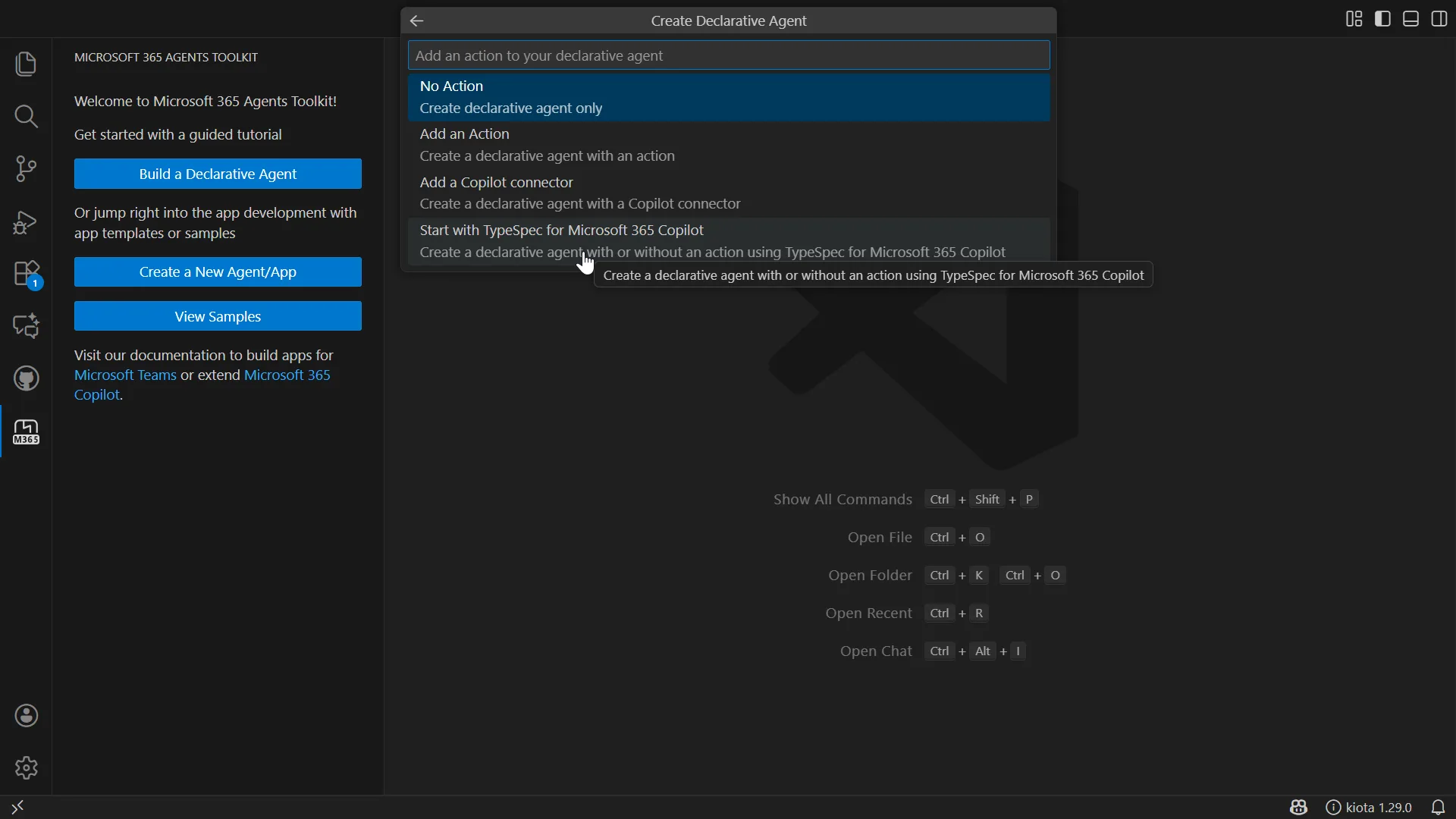 Agents Toolkit - Create a new declarative agent