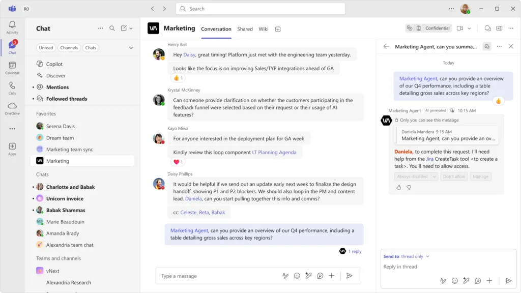 Screenshot of a targeted message in Teams