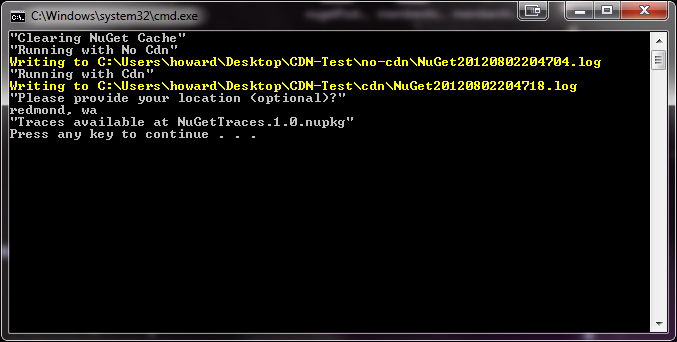 Running the NuGet CDN batch file