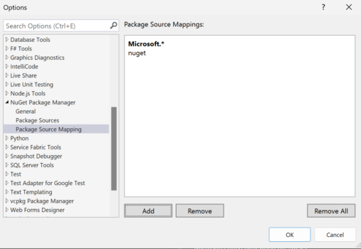 Image packageSourceMappingAddMappings
