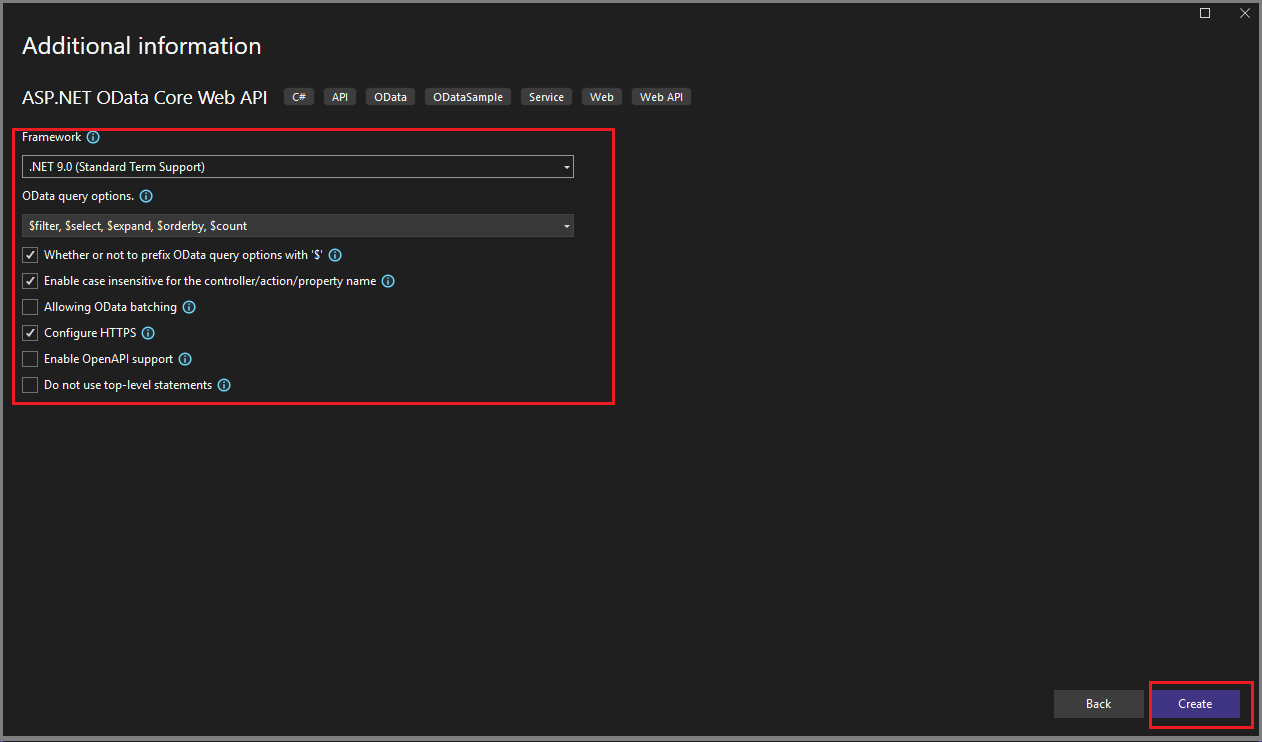 OData WebAPI Settings or configuration