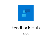 Feedback hub icon in the start menu