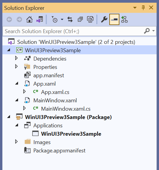 Visual Studio Solution Explorer.