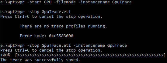 Once instancename option was given to start the trace, you have to provide the same instancename to stop the trace.