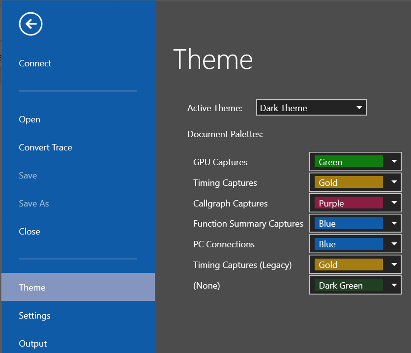 Screenshot of the PIX Theme Settings menu