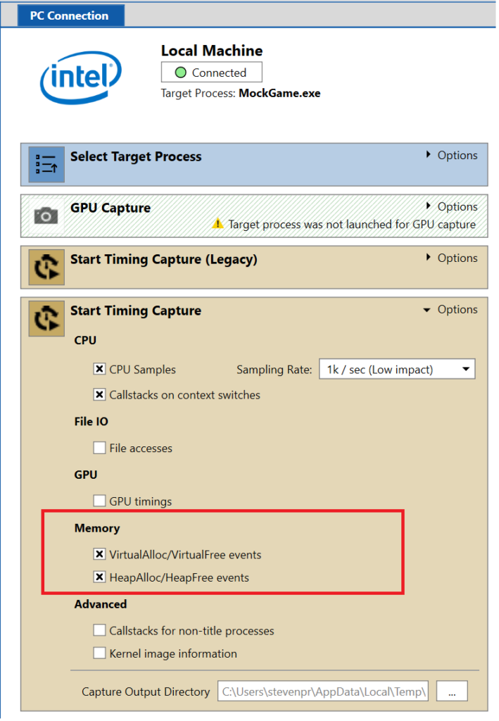 Finding memory leaks using Timing Captures PIX on Windows