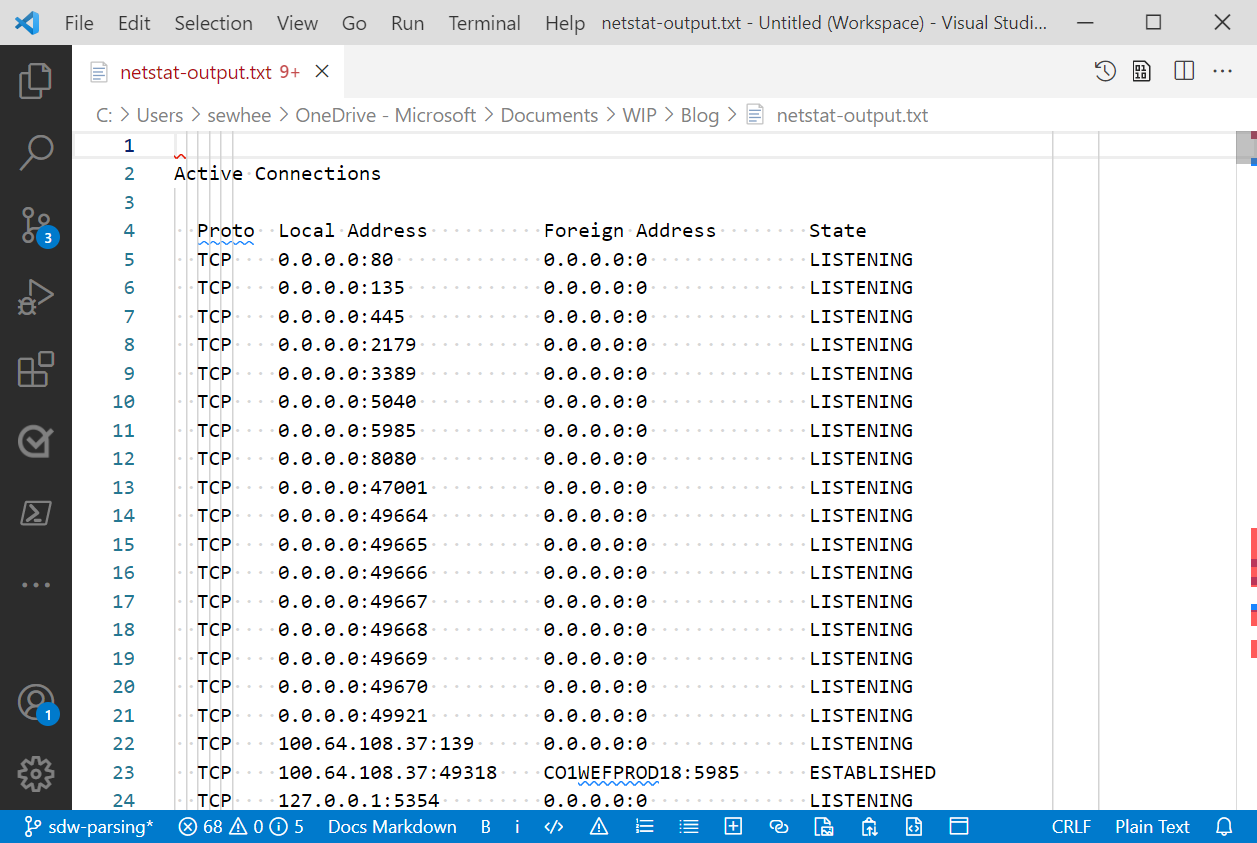 netstat output