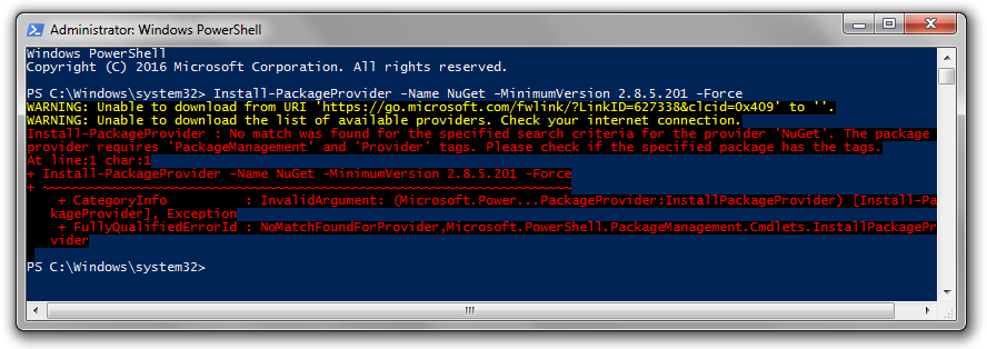 When PowerShellGet V1 Fails To Install The NuGet Provider PowerShell Team