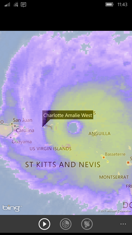 Satellite image of hurricane eye