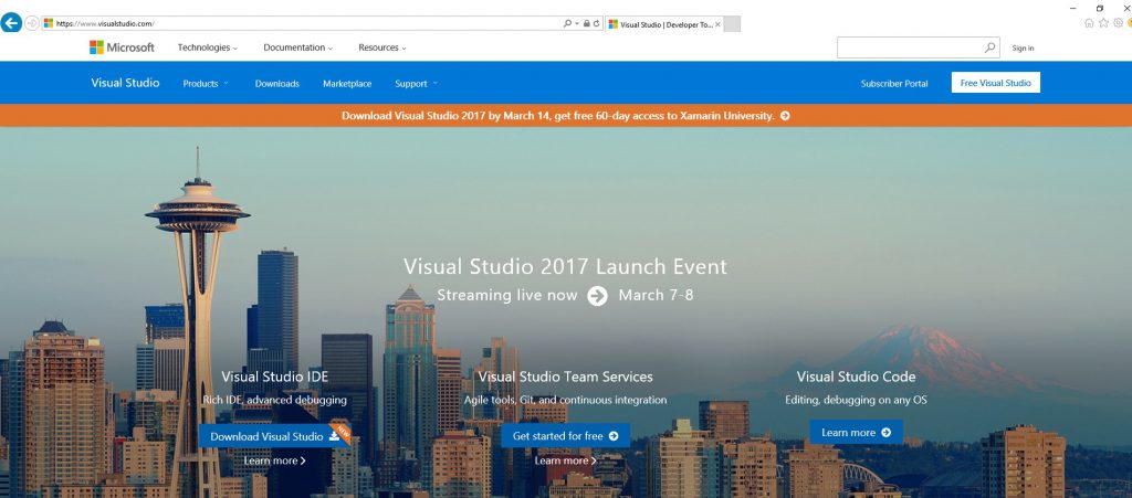 Visual Studio 2017 Launch Event Banner