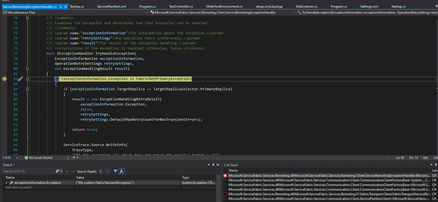 How to Debug and Step Into Service Fabric SDK Source Code Developer