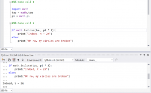 Python interactive windows showing code cells