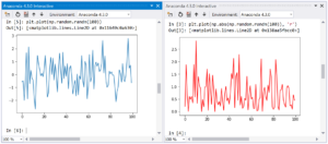 Two Python interactive windows with plots