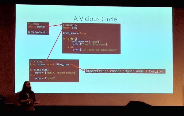 George London (@rogueleaderr) presenting merge sort implemented using import