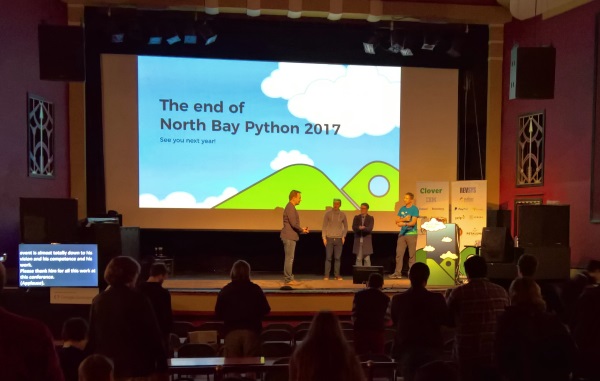 The North Bay Python committee on stage at the end of the conference