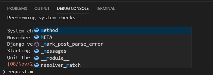 Completions are shown when typing expressions into the Debug Console