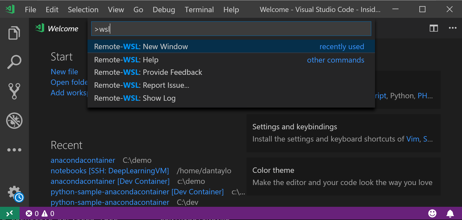 wsl visual studio code install