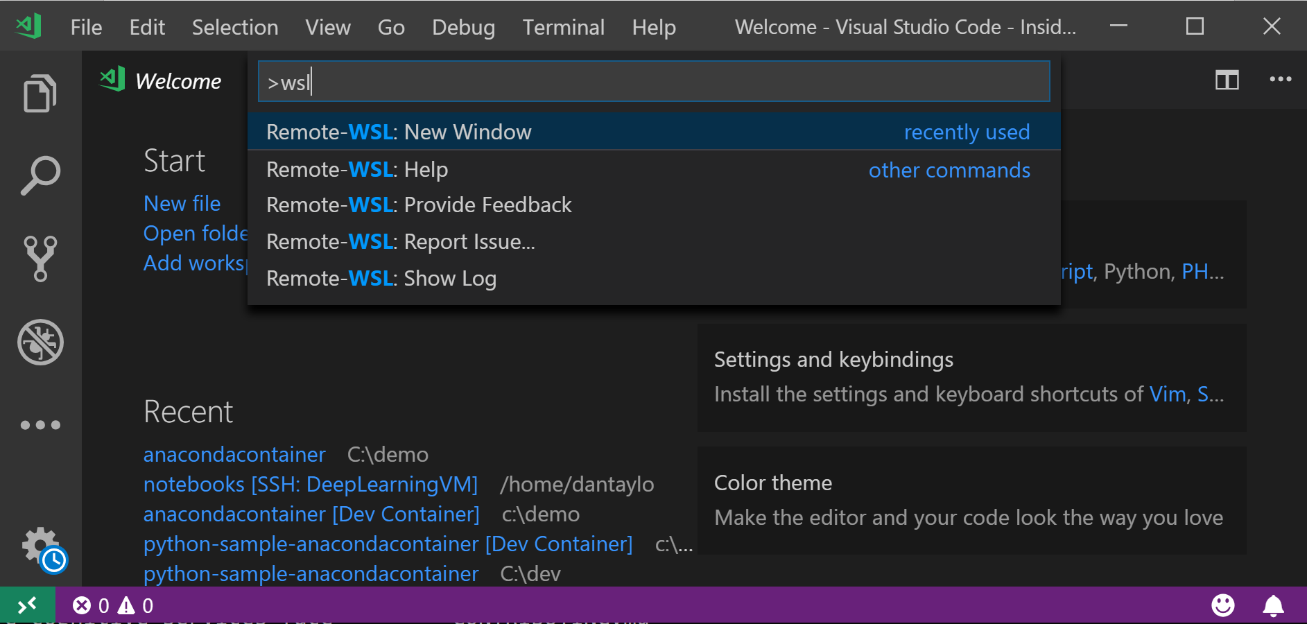 Как открыть терминал в visual studio code. Vscode по SSH. Контейнеры в Python. Remote – WSL. Visual Studio code Python путь к файлу.