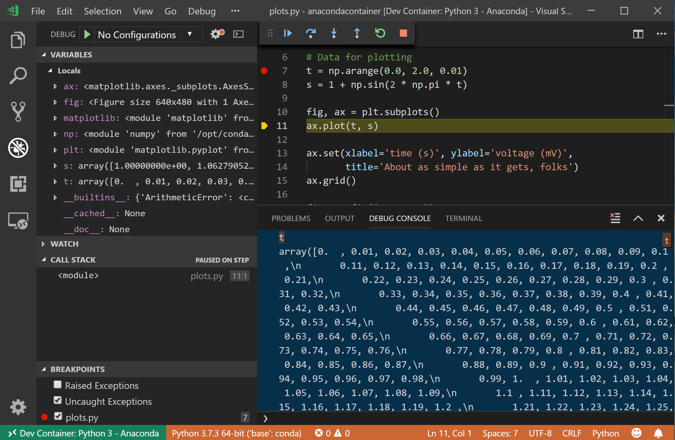 how to use visual studio code debugger for python