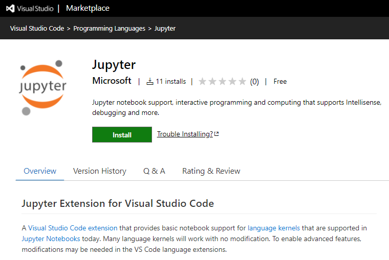 Visual Studio 2019 Jupyter Notebook