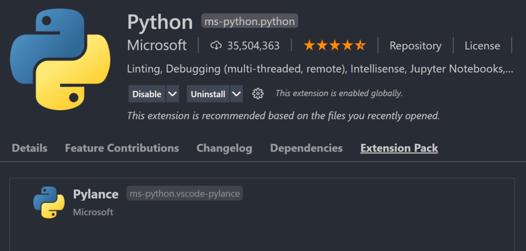 visual studio code extensions for python