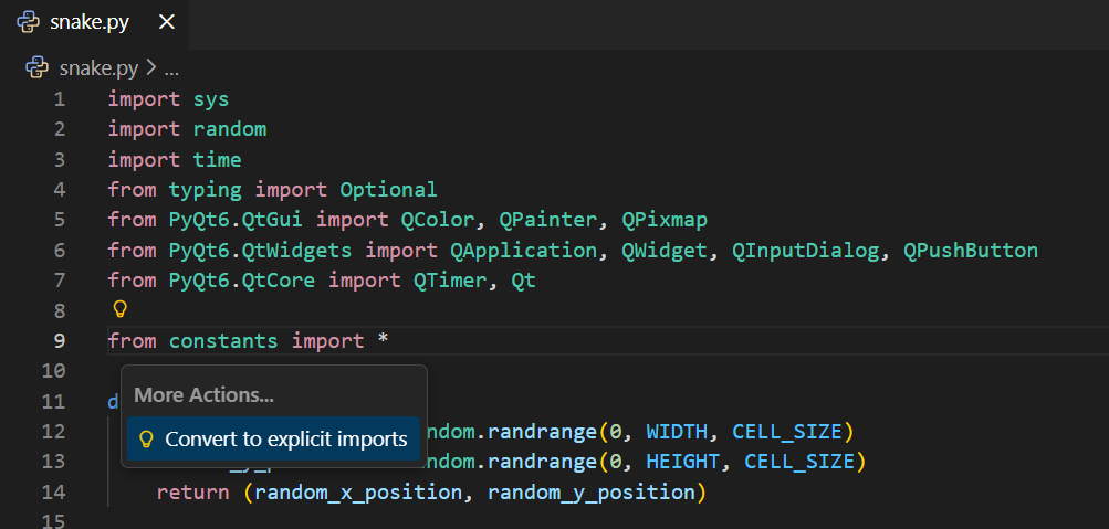 Convert wildcard imports Code Action