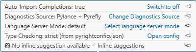 Screenshot of the language status bar