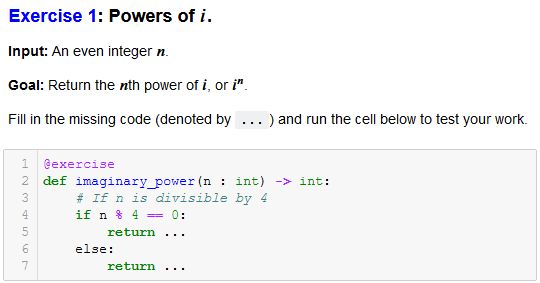 Example of a programming task from the tutorials
