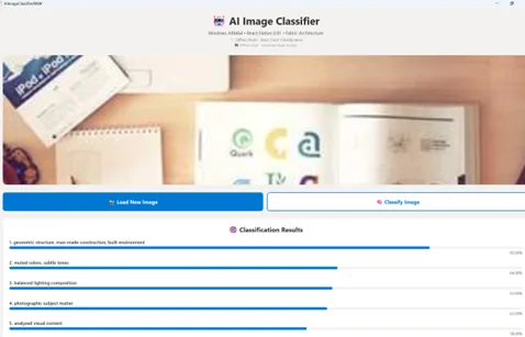 AI image classifier app view