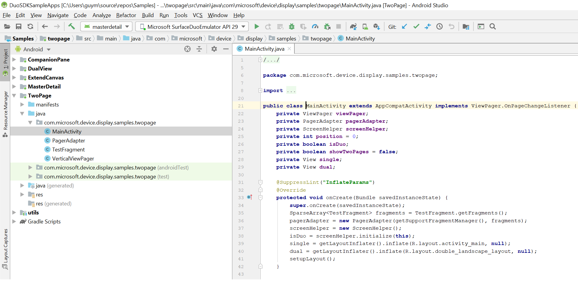 Android Studio Integrated directly with the Surface Duo Image 