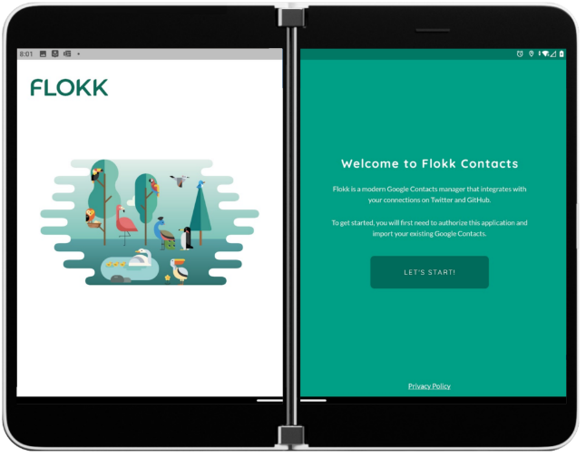 Image FlokkHero sample app enhanced for dual-screens